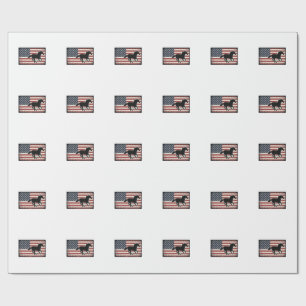 Papel De Presente Desenho Vetorial de Cavalo com Bandeira Americana 