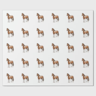 Papel De Presente Desenho Vetorial de Cavalo Pinto Gravado Antigo_1