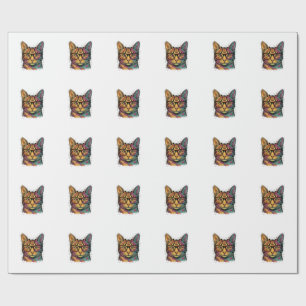 Papel De Presente Desenho Vetorial de Gato Gravado Antigo Com Óculos