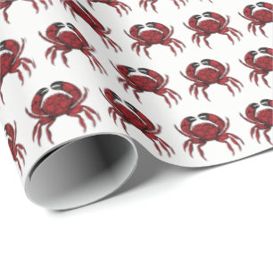 Papel De Presente Desenho Vintage Red Crab #2