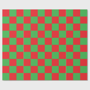 Papel De Presente Desenho Xadrez Vermelho e Verde