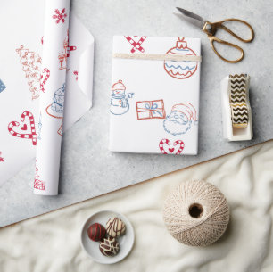 Papel De Presente Desenhos animados de Natal feitos à mão