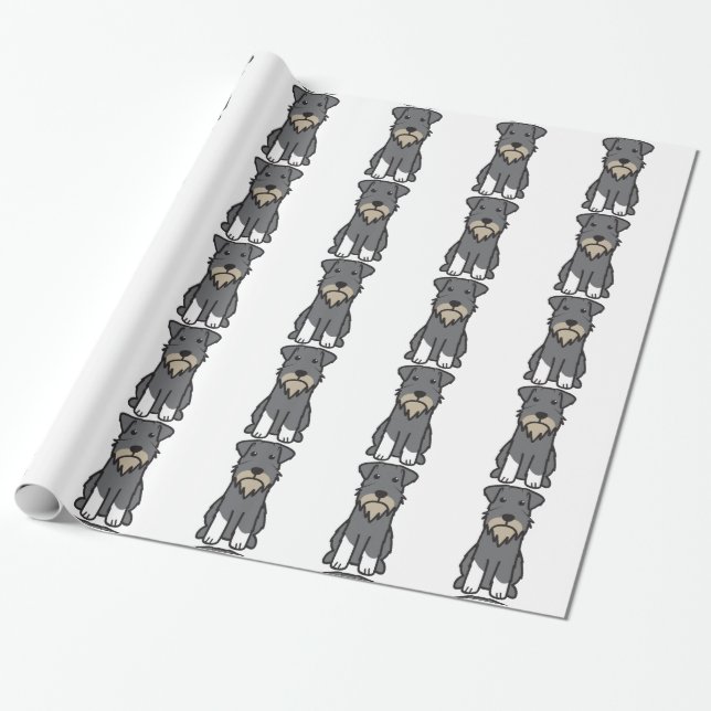 Papel De Presente Desenhos animados do cão do Schnauzer diminuto (Desenrolado)