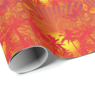 Papel De Presente Desert Palm Trees Oasis Design 