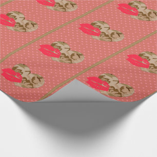 Papel De Presente Desert Sand Camo Hearts Namorados Wraping Paper