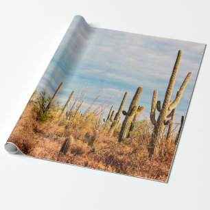 Papel De Presente Deserto com cactos de Saguaro