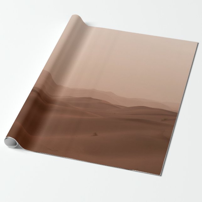 PAPEL DE PRESENTE DESERTO SOB CÉU BRANCO DURANTE O DIA (Desenrolado)