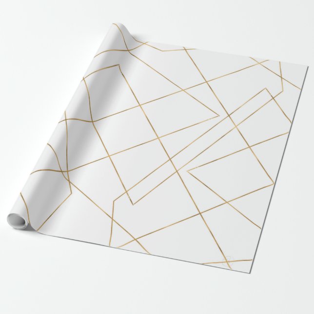 Papel De Presente Design abstrato de traços geométricos Dourados mod (Desenrolado)