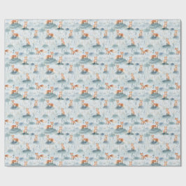 Papel De Presente Design Berçário Raposa da Floresta, Bebê Menino An