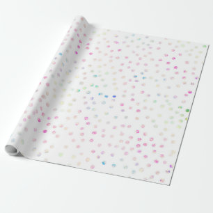 Papel De Presente Design Branco de Pontos de Confetti Iridescentes E
