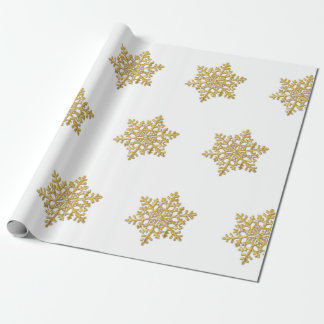 Papel De Presente design com floco de neve dourado embrulhando papel