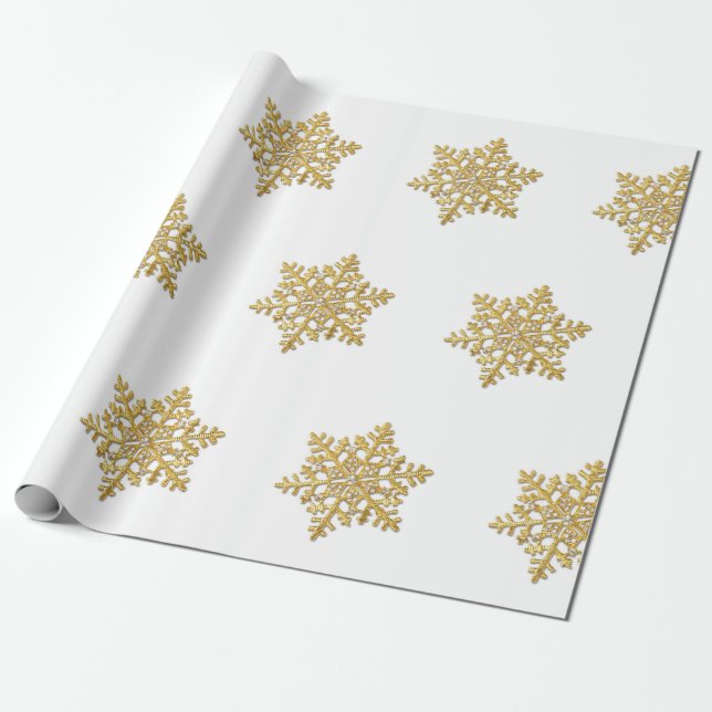 Papel De Presente design com floco de neve dourado embrulhando papel (Desenrolado)