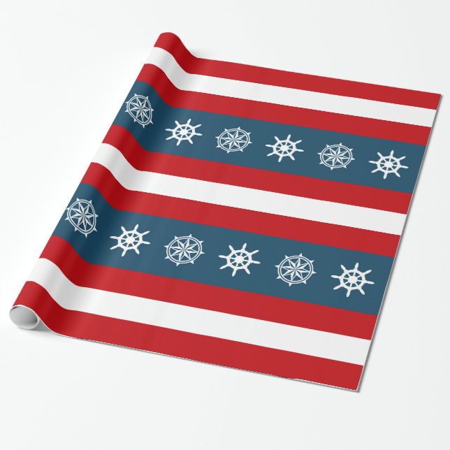 Papel De Presente Design com tema náutico (Desenrolado)