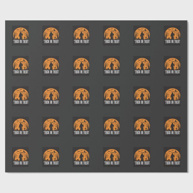 Papel De Presente Design da Morte para Halloween Doces ou Travessura (Aberto)