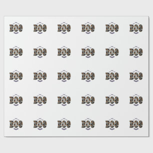 Papel De Presente Design de Abóbora Fantasma Boo de Halloween Fofo