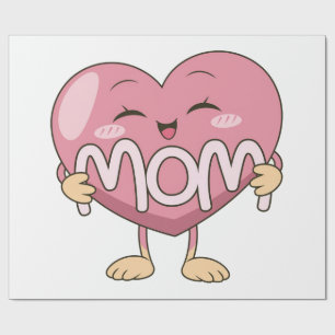 Papel De Presente Design de Abraço de Coração de Mãe Kawaii