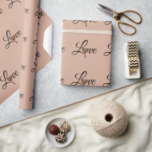 Papel De Presente Design de Amor Coração de Leopardo Glamour