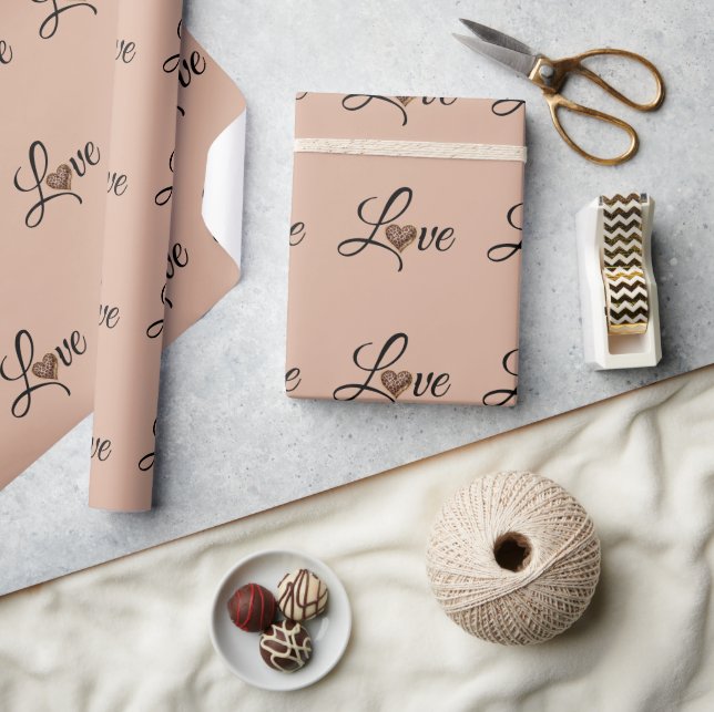 Papel De Presente Design de Amor Coração de Leopardo Glamour (Artesanato)