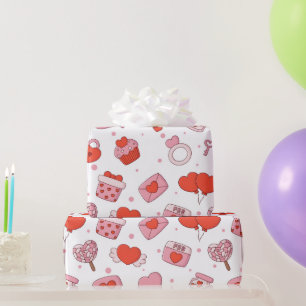 Papel De Presente Design de Amor Moderno Feliz Dia dos Namorados Cor