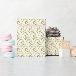 Papel De Presente Design de arte de linha de urso abraço caloroso e