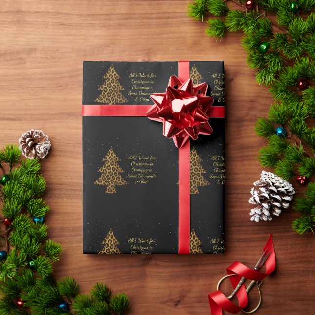 Papel De Presente Design de árvore de leopardo de férias chic (Presente de Natal)