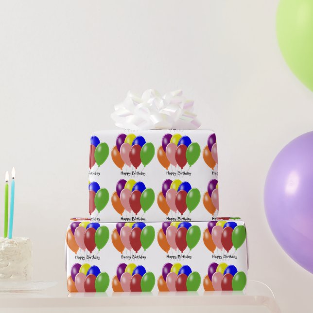 Papel De Presente Design de Balões Presente de Aniversário (Presentes para festas)