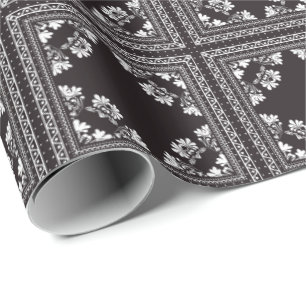 Papel De Presente design de bandana preto e branco