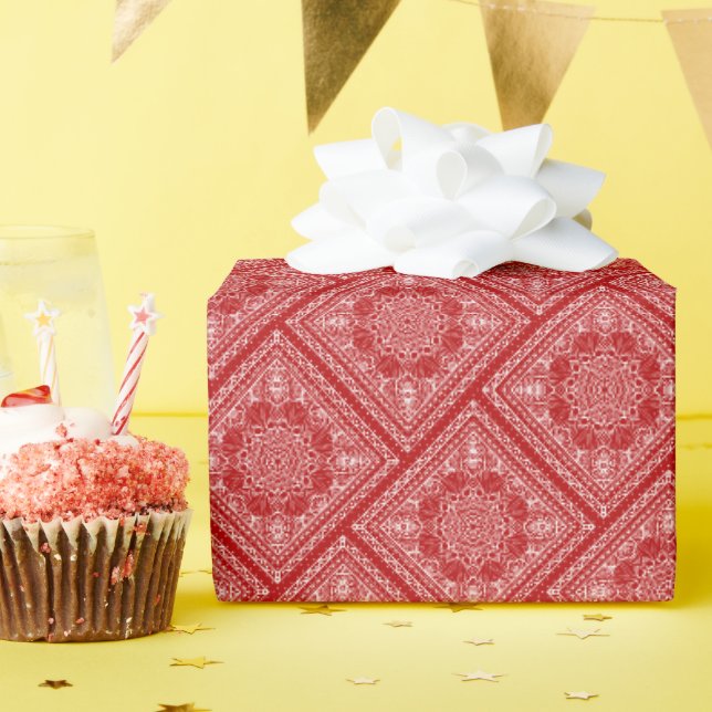 Papel De Presente Design de Bandana Vermelha Angulada (Festa de aniversário)