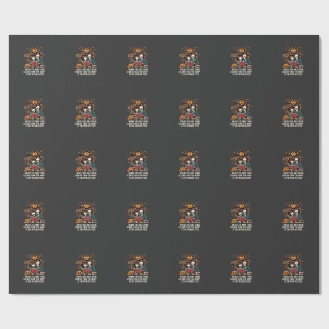 Papel De Presente Design de Biblioteca de Esqueleto de Halloween Ama (Aberto)