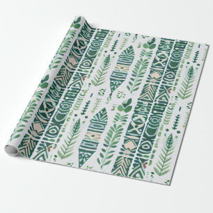 Papel De Presente Design de boho verde