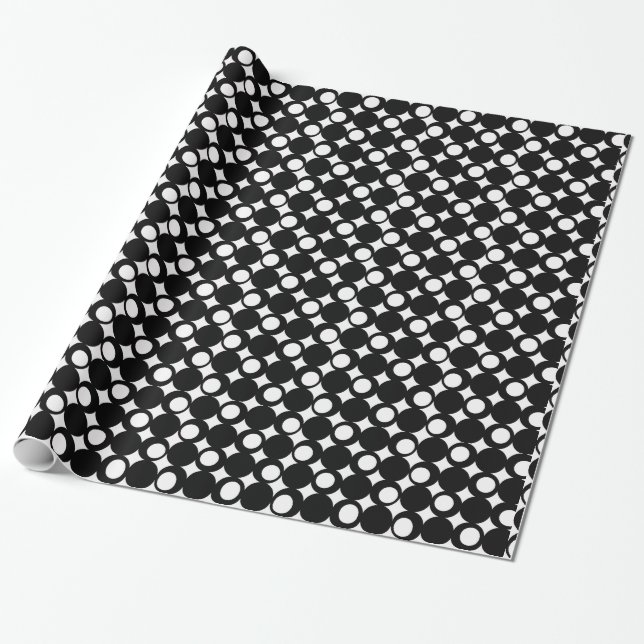 Papel De Presente Design de Bola Mod Preto @ Emporio Moffa (Desenrolado)