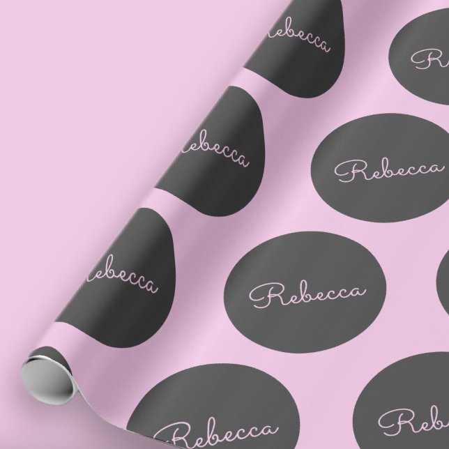 Papel De Presente Design de bolinhas moderno rosa e cinza retrô-mode (Criador carregado)