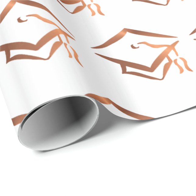 Papel De Presente Design de boné de formatura de aparência de cobre (Ponta do rolo)