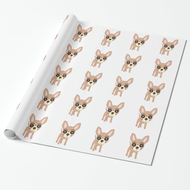 Papel De Presente Design de Cachorro Chihuahua (Desenrolado)