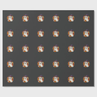 Papel De Presente Design de cachorro de abóbora de Halloween de Bull