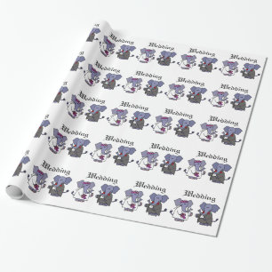 Papel De Presente Design de Casamento do Groom Elephant Bride