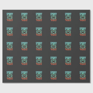 Papel De Presente Design de Caveira de Fantasma de Halloween Vibes A