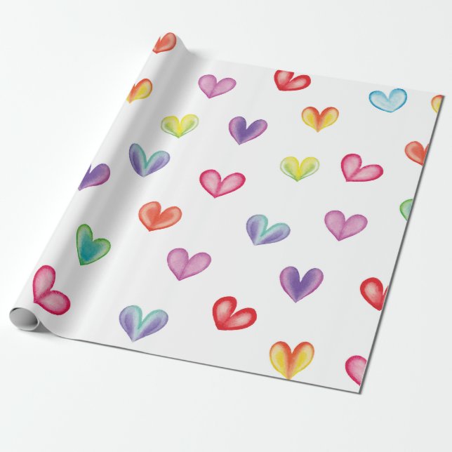 Papel De Presente "Design de Corações Desenhados à Mão | Whimsical e (Desenrolado)