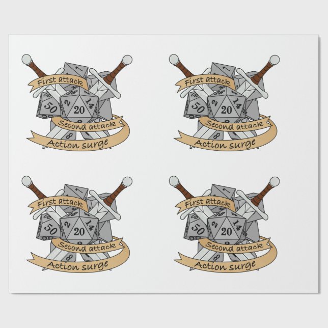 Papel De Presente Design de Dice de Combatente (Aberto)