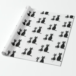 Papel De Presente Design de dois gatos pretos