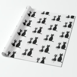 Papel De Presente Design de dois gatos pretos