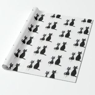Papel De Presente Design de dois gatos pretos