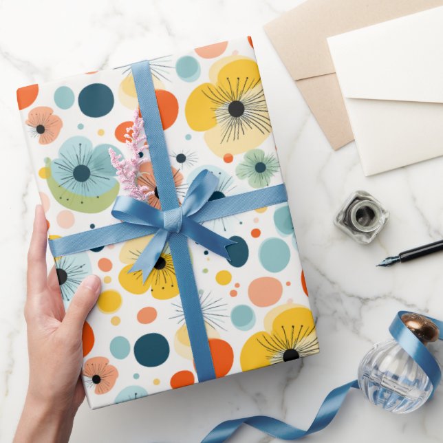 Papel De Presente Design de empacotamento de padrão floral Abstrato  (Presentear)