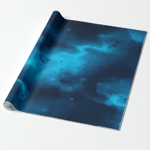 Papel De Presente Design de Espaço Exterior Azul Místico com Estrela