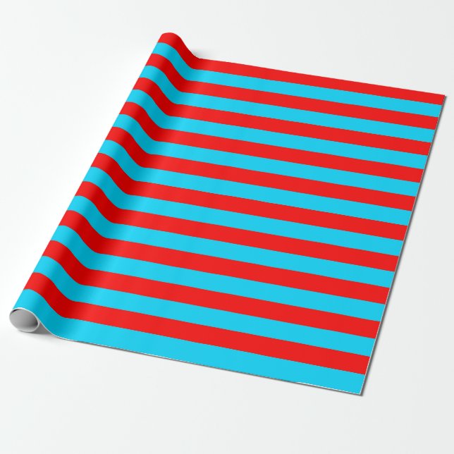 Papel De Presente Design de faixas vermelhas e azuis (Desenrolado)