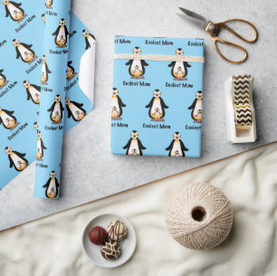 Papel De Presente Design de Família de Pinguim da Mamãe Mais Legal