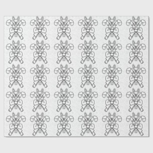 Papel De Presente Design de Férias de Rena Fofa e Listras de Doces