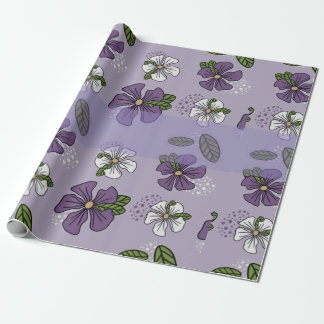 Papel De Presente design de flor branca e roxa