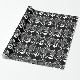 Papel De Presente Design de Flor Tribal Negro e Branco
