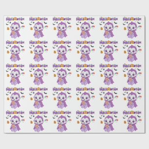 Papel De Presente Design de Gelado Vampiro Halloween Kawaii
